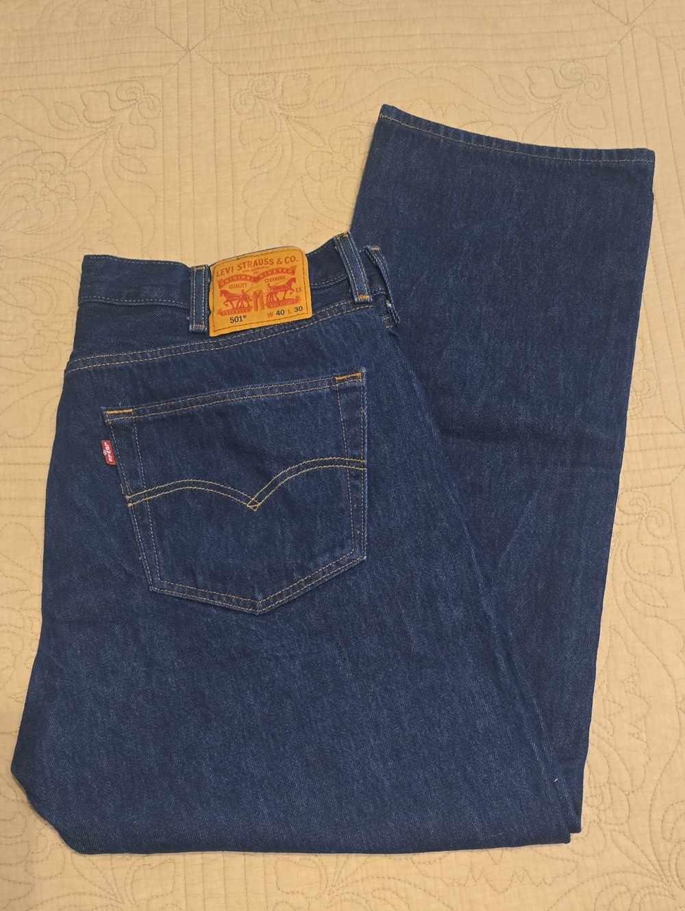 Levi's Men's 501 Original Fit Straight Leg Jeans Dark Wash 40x27 ALTERED